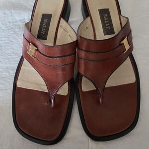 Bally Brown Leather Sandals, Size 8.5M
